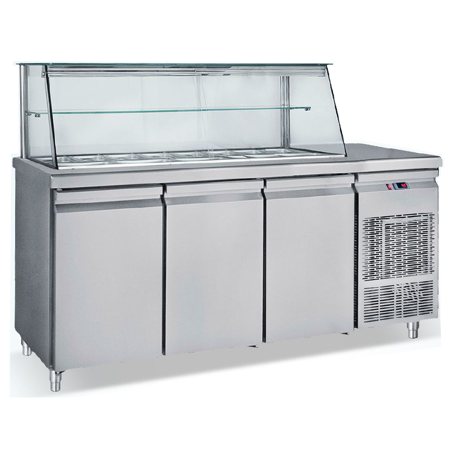GBSM18503 Saladeta cu 3 usi si vitrina, 13 cuve GN1/4 - imagine 1