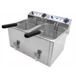 Friteuza electrica 10+10L cu supapa pentru scurgerea uleiului