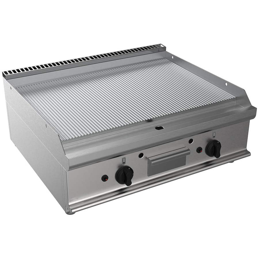 ICE7-KTG2BBRK07 Fry top pe gaz cu suprafata striata, 800x700mm - imagine 1