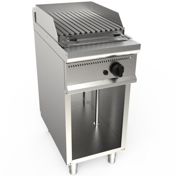 Grill cu roca vulcanica pe gaz si dulap deschis, 400x700mm