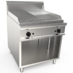 Fry top pe gaz cu suprafata neteda/striata, 800x900x850mm