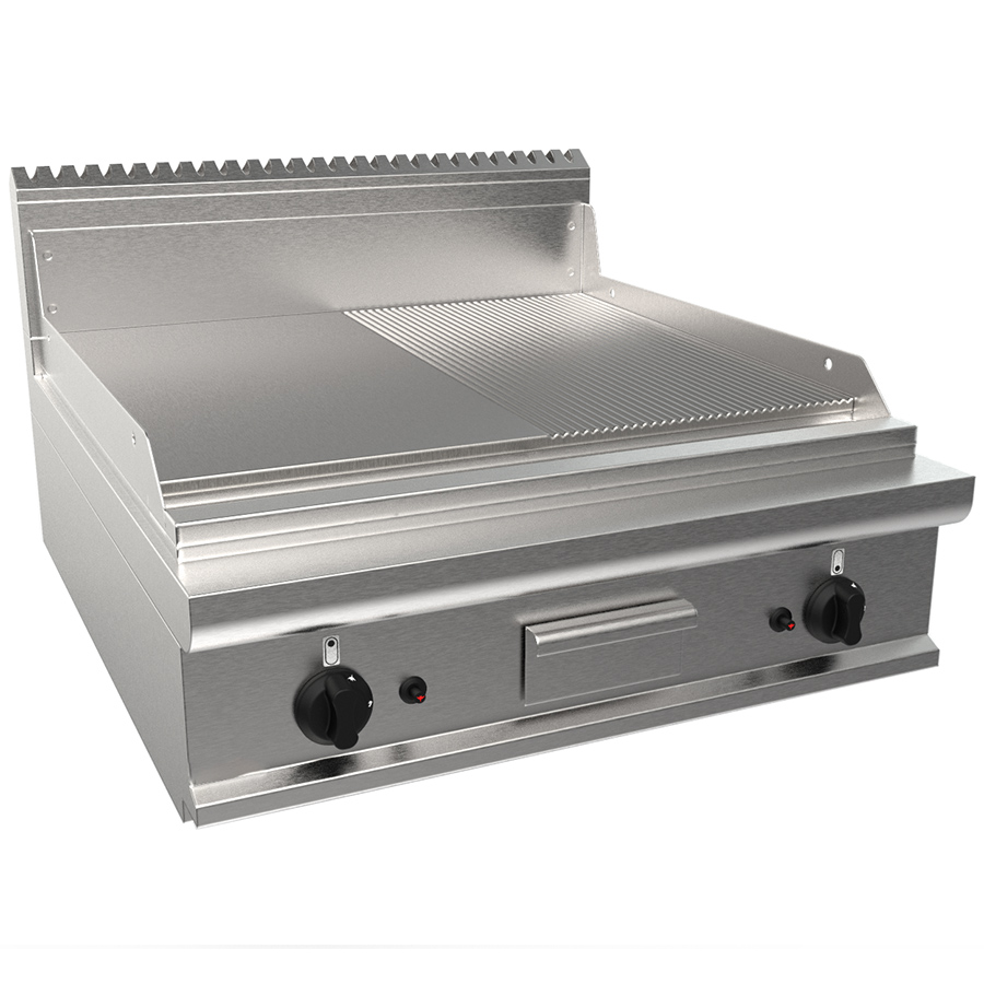 ICL9-FTG4BBMK07 Fry top pe gaz cu suprafata neteda/striata, 800x900mm - imagine 1
