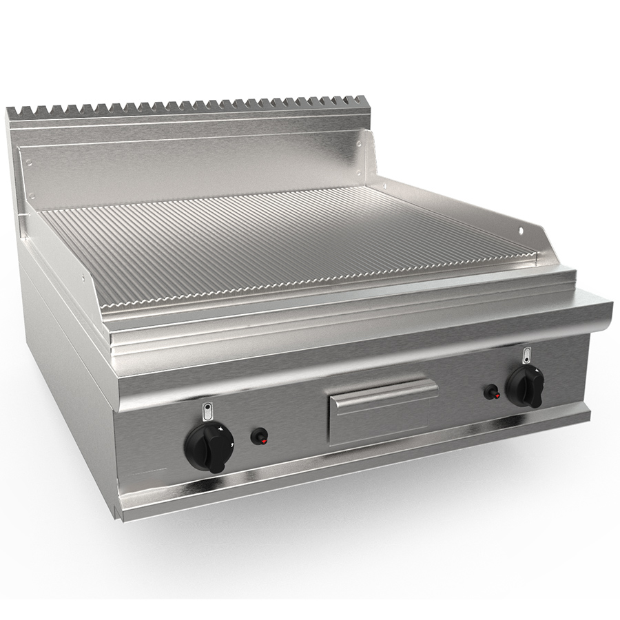 ICL9-FTG4BBRK07 Fry top pe gaz cu suprafata striata, 800x900mm - imagine 1