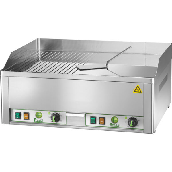 Fry top electric cu suprafata neteda/ striata, cromata 650x480mm