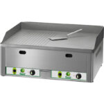 Fry top pe gaz cu suprafata neteda/ striata, 650x480mm