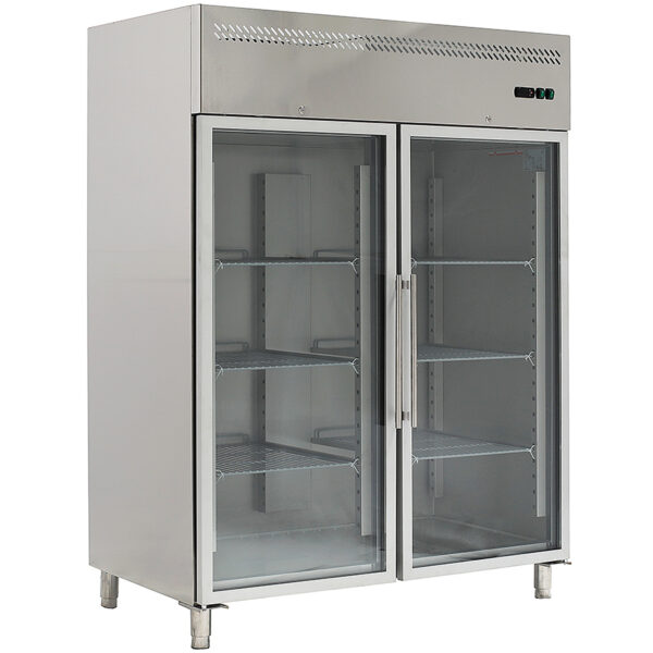 Dulap frigorific din inox cu usi din sticla, 1300 litri