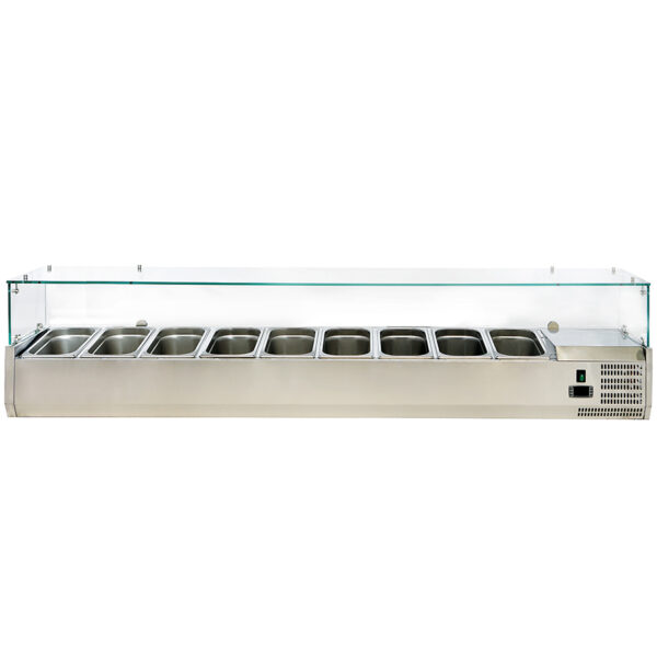 Vitrina expunere ingrediente, 9 cuve GN1/3