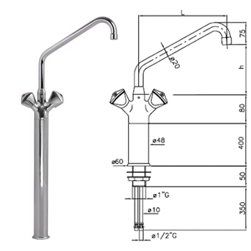 IK1S.2435.11.K3331 Baterie cu suprainaltare 400mm L 350mm - imagine 1