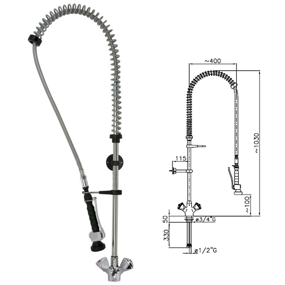 Dus flexibil prespalare, 1030mm