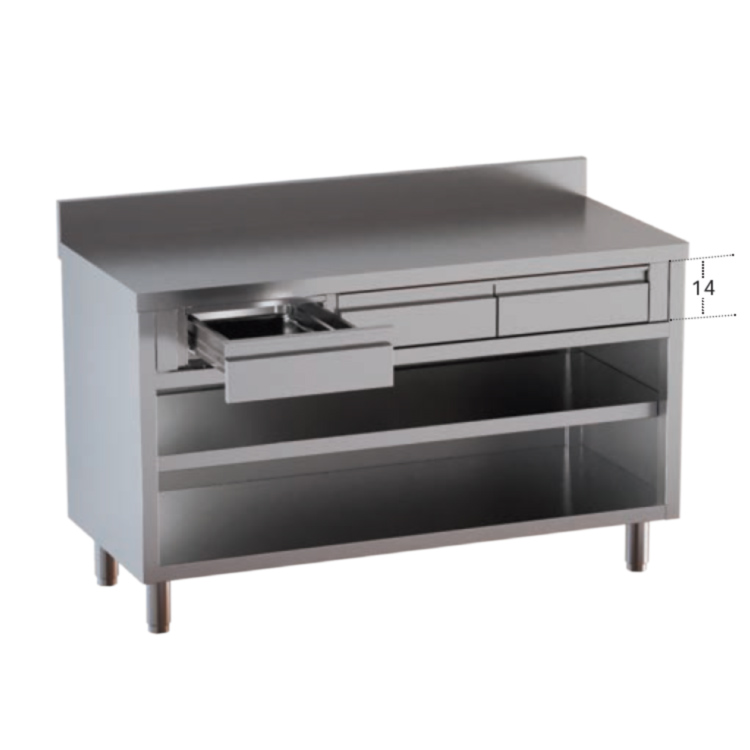 IRDSTAG2C106A46 Masa tip dulap cu polita intermediara, sertare si rebord, adancime 600mm - imagine 1