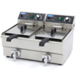 Friteuza electrica cu robinet, 10+10 litri
