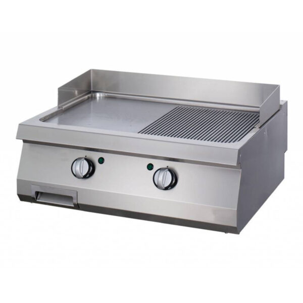 Fry top pe gaz cu suprafata neteda/striata, 800x700x280mm
