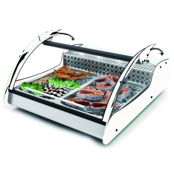 Vitrina frigorifica pentru peste XL LINE, 2 cuve GN1/1