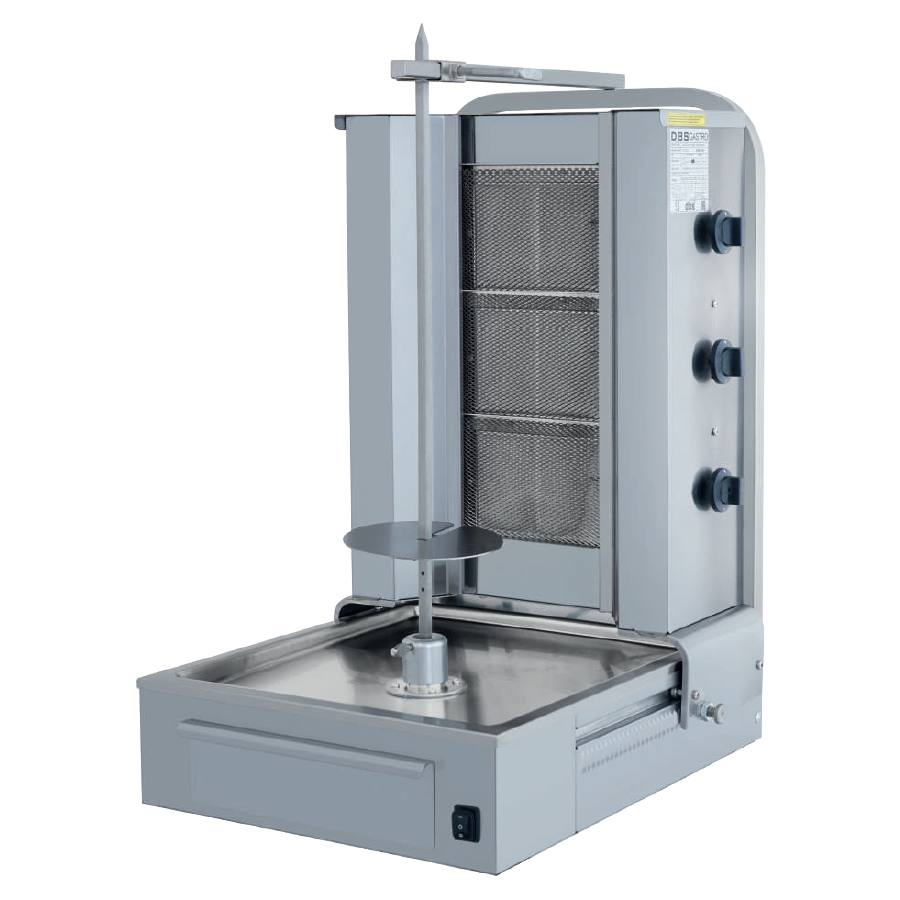 TDDMAG10316 Aparat de kebab/shaorma pe gaz cu 3 arzatoare si motor jos - imagine 1