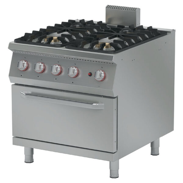 Masina de gatit pe gaz cu 4 arzatoare si cuptor, 800x900x850mm